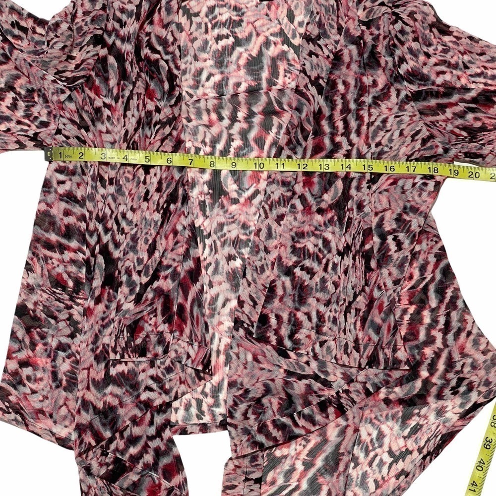 I.n Studio Sheer Pink Animal Print Drapey Open Front Cardigan Sweater - Picture 7 of 11